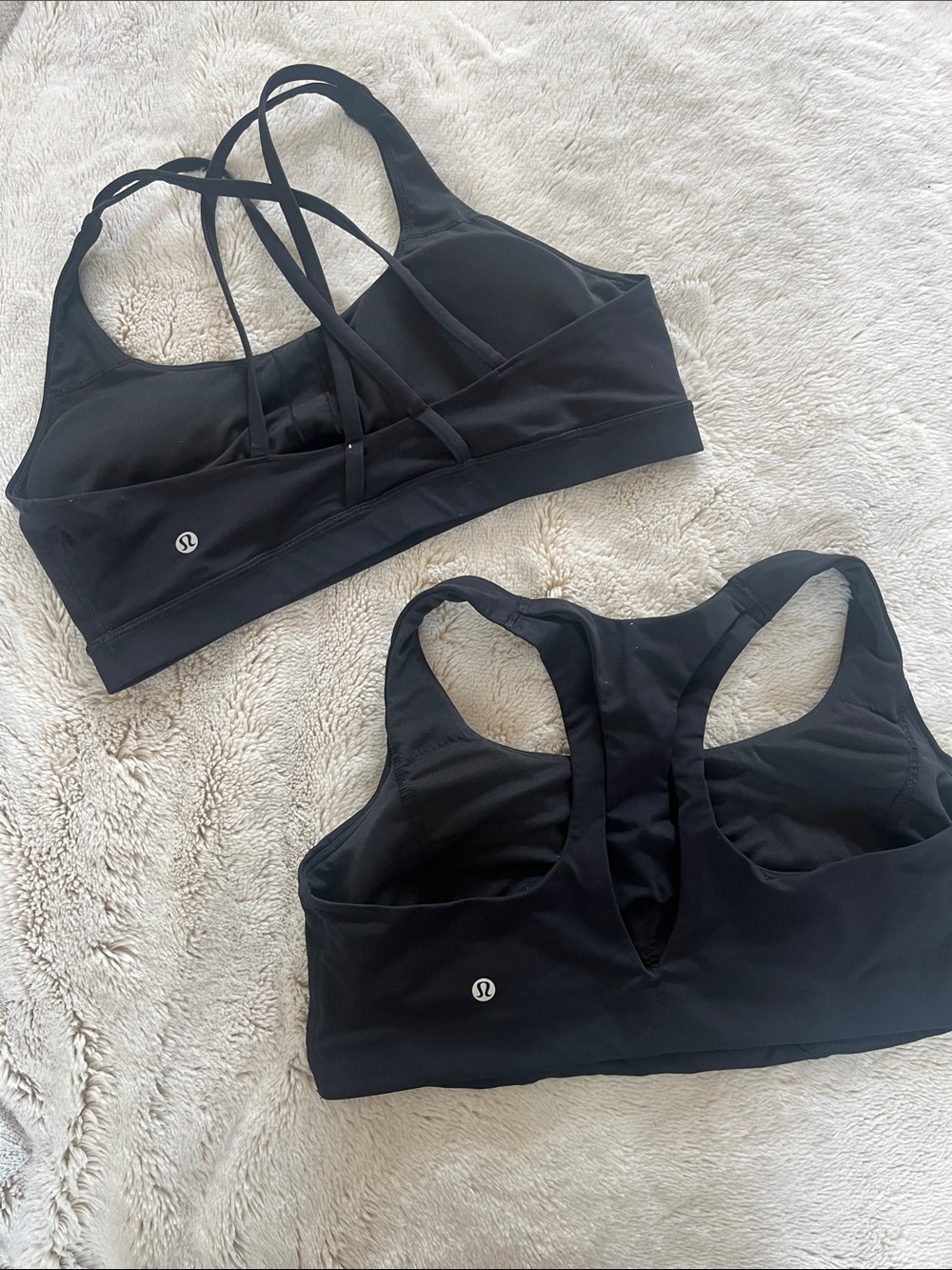 lululemon athletica Black Strappy and Racerback Sports Bras Duo Sz-14